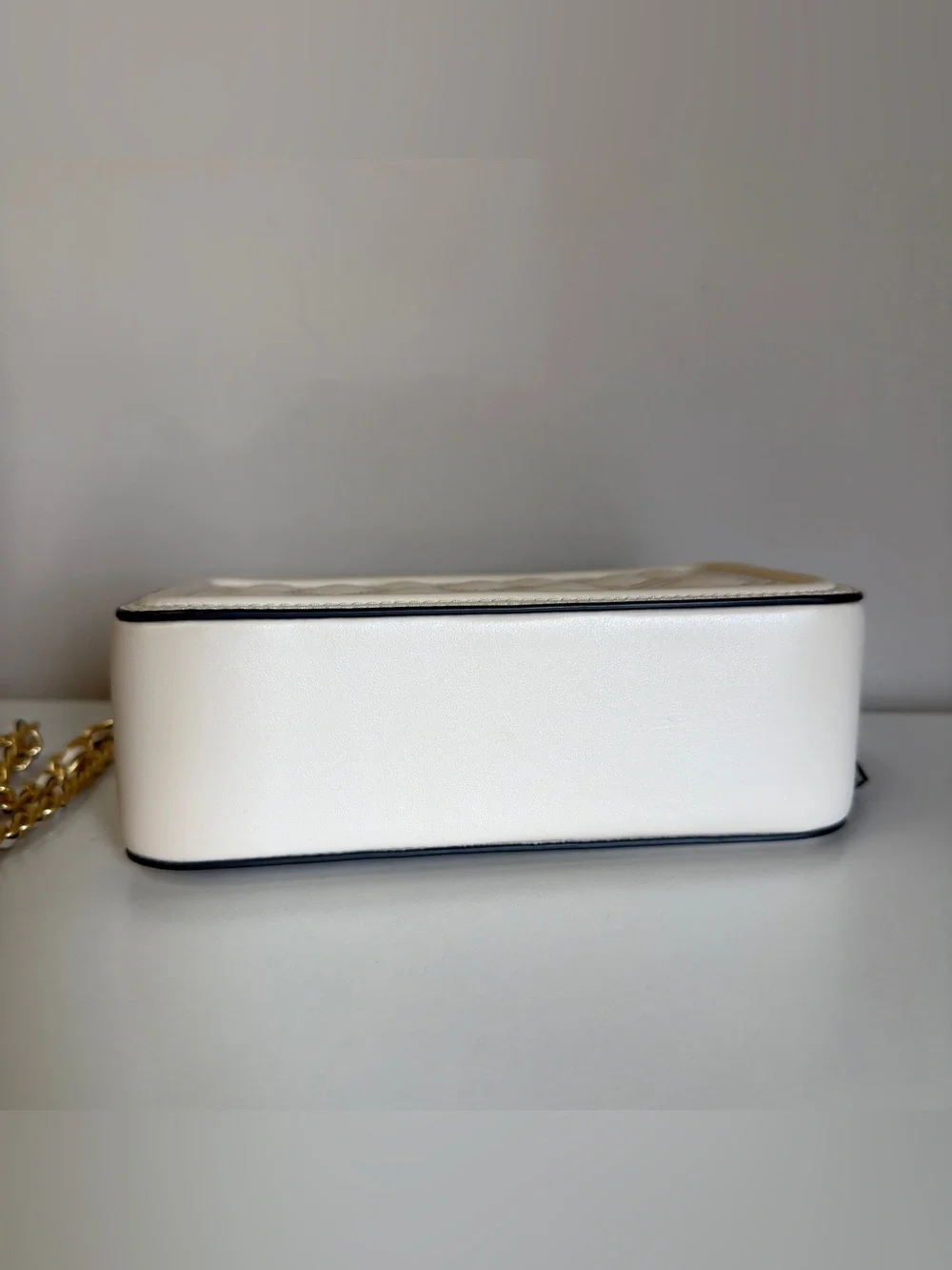 Tory Burch Quilted Cream Leather Chain Crossbody 79403 new cream